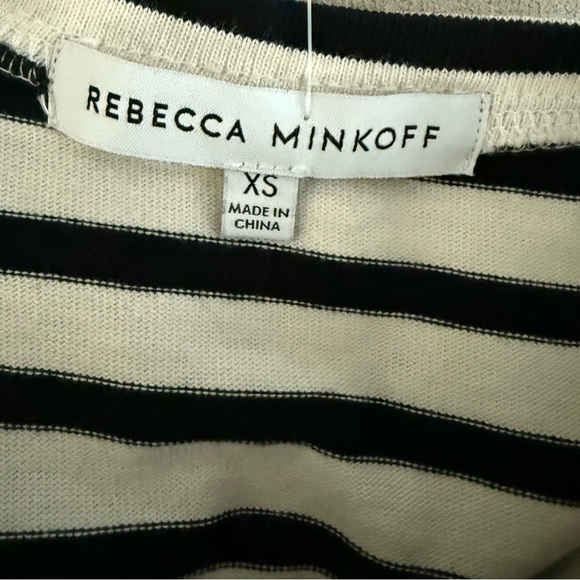 REBECCA MINKOFF Talia Puff Sleeve Black & White Dress Sz XS - Picture 9 of 11